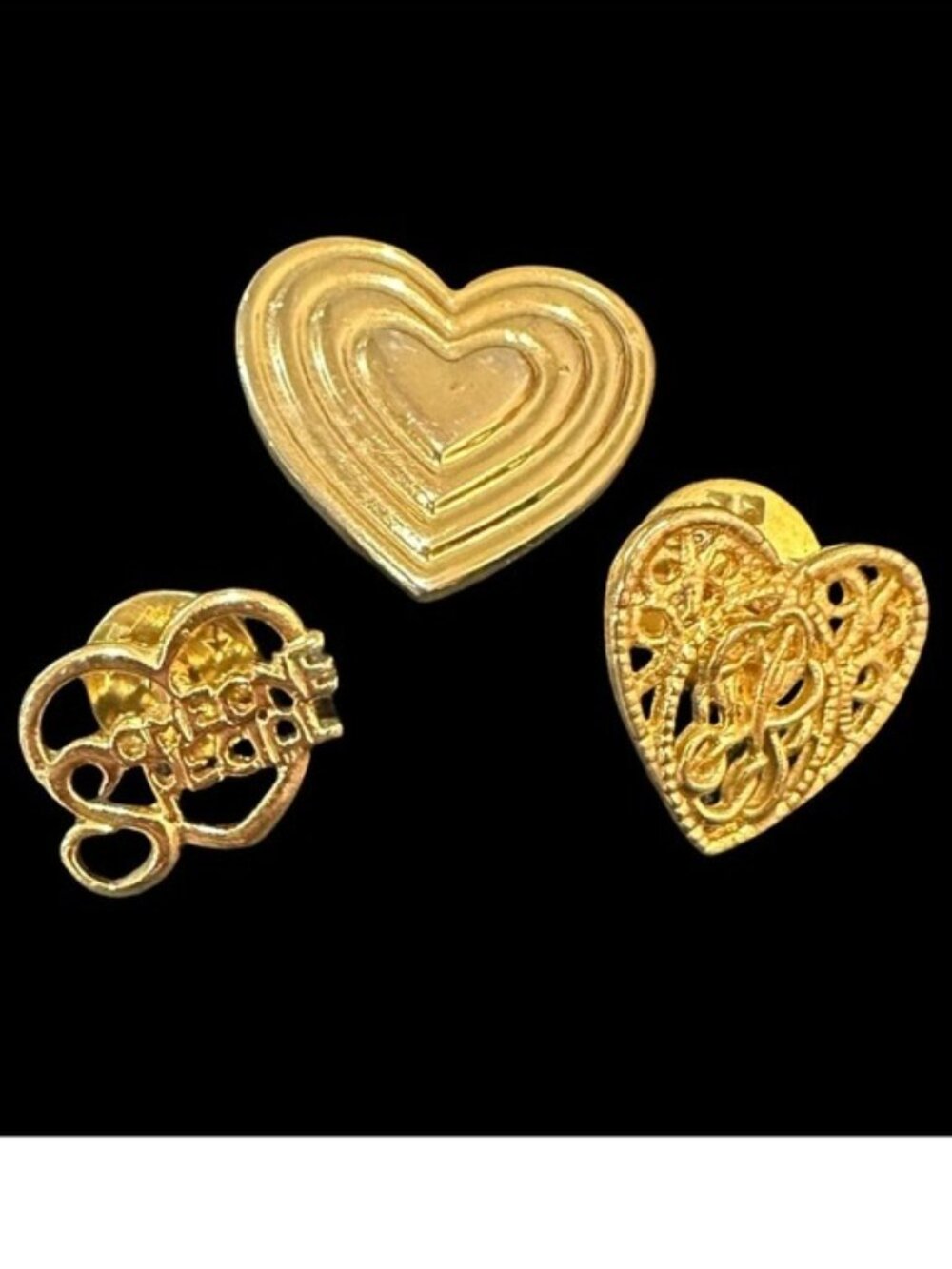 Set Of 3 Vintage Gold-Tone Heart Pins Lapel Brooches Variety Club "Someone Speci